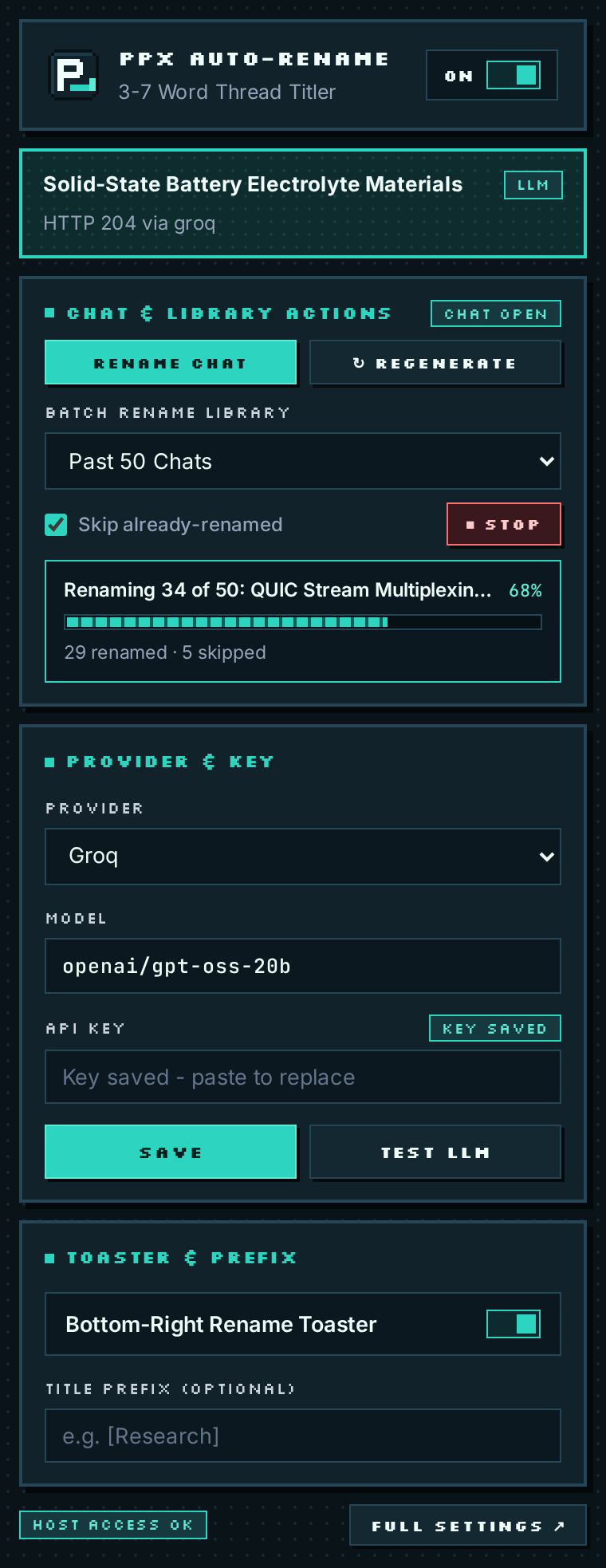 PPX Auto-Rename toolbar popup